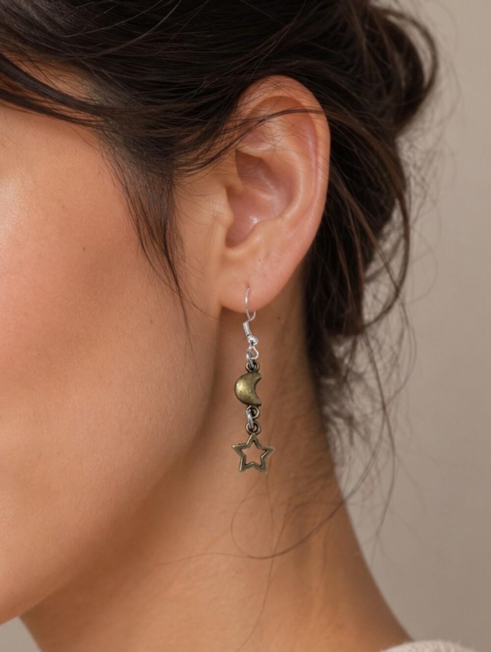 Handcrafted Moon and Stars Earrings